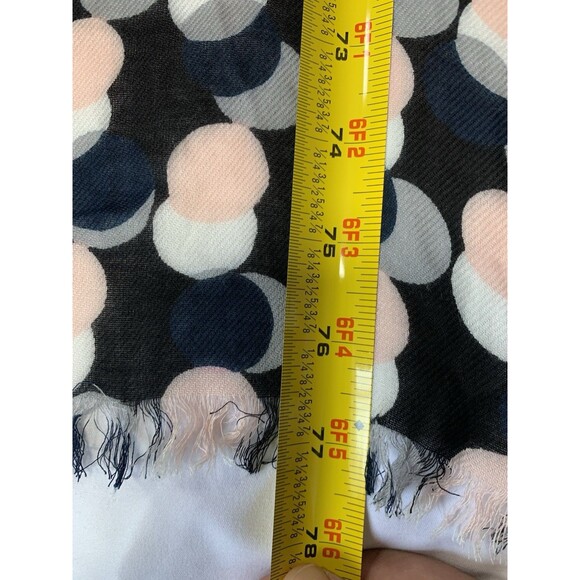 Kate Spade Steal the Spotlight Black Pink Gray Spots 100% Silk Oblong Scarf 79" - Picture 6 of 6